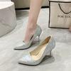 Pointy Backless Thin Super High Heel with Heel Heel Sequin Decoration Shallow Mouth Fashion Sexy Wind Banquet Sequins Heels