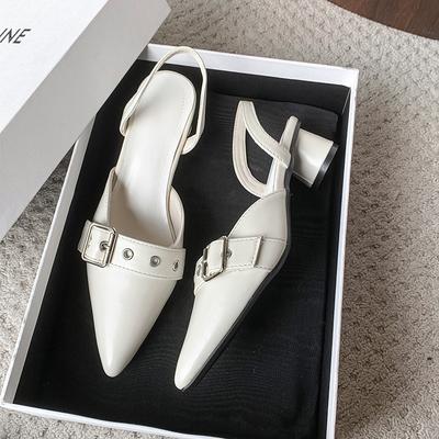 Мода Новые Женские Модные Сумки Босоножки с Открытым Носком Острые Мелкие Заклепки Металлическая Пряжка Линия Противоскользящие Износостойкие Туфли на Каблуке