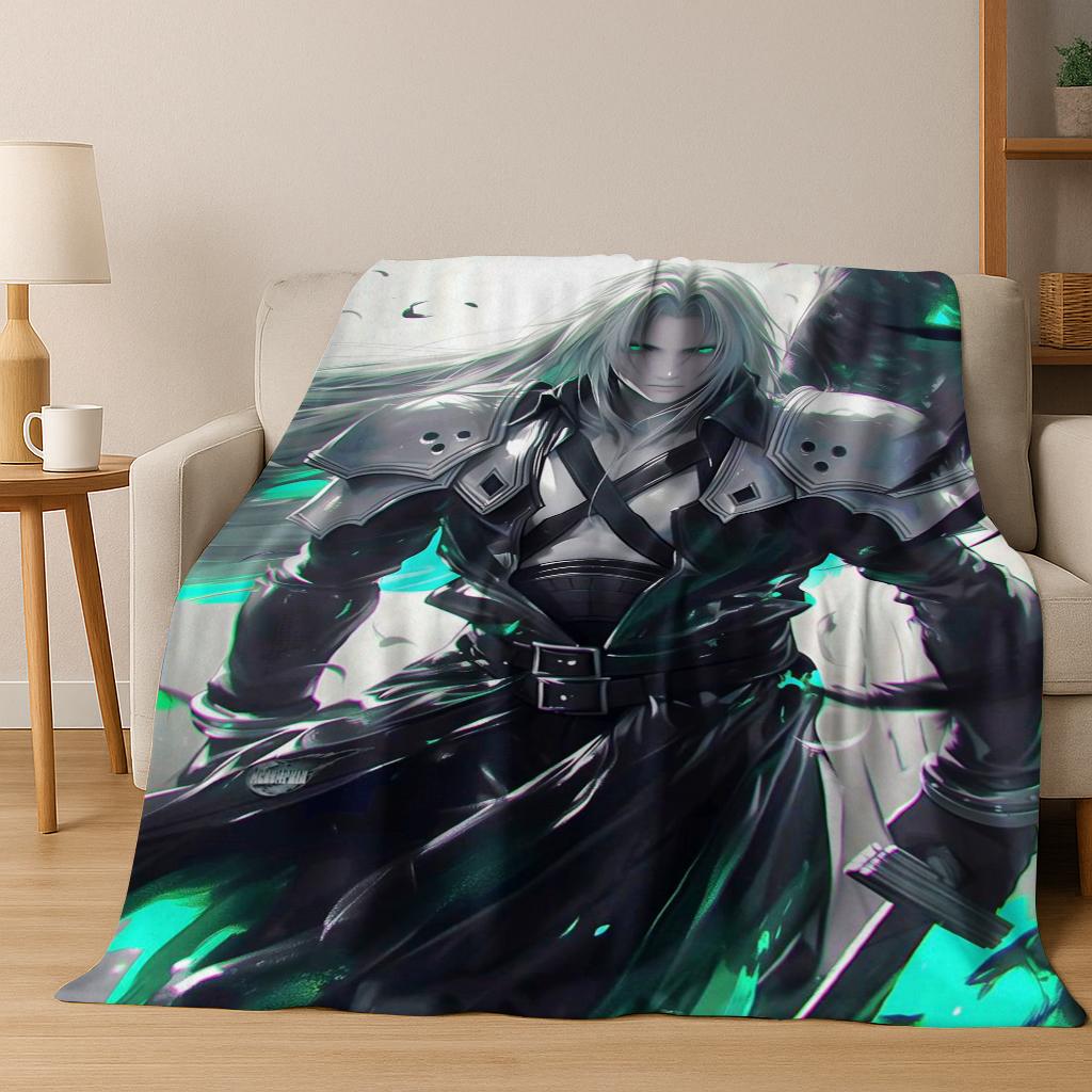 Мультяшное фланелевое одеяло Final Fantasy Сефирот Клауд Тифа, теплое и уютное мягкое покрывало для дома, спальни, кровати, дивана, ребенка