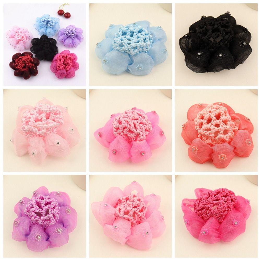 Блестящий детский пучок с сеткой бант балетный пучок снуд модная сетка для волос с цветком вечеринка