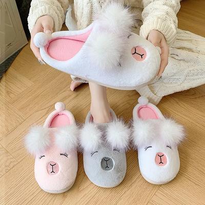 Модные Повседневные Пушистые Тапочки Женские Домашние Мультяшные Дизайнерские Туфли Девочки Балетки Домашняя Мода Элегантная Платформа Обувь Дом Большой Размер