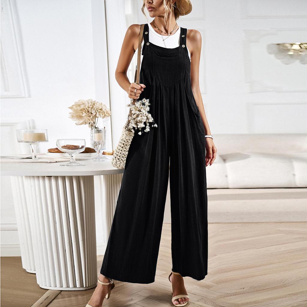 Diyun Oumei Women's Solid Color Wide-leg Jumpsuit 2023 Summer Collection