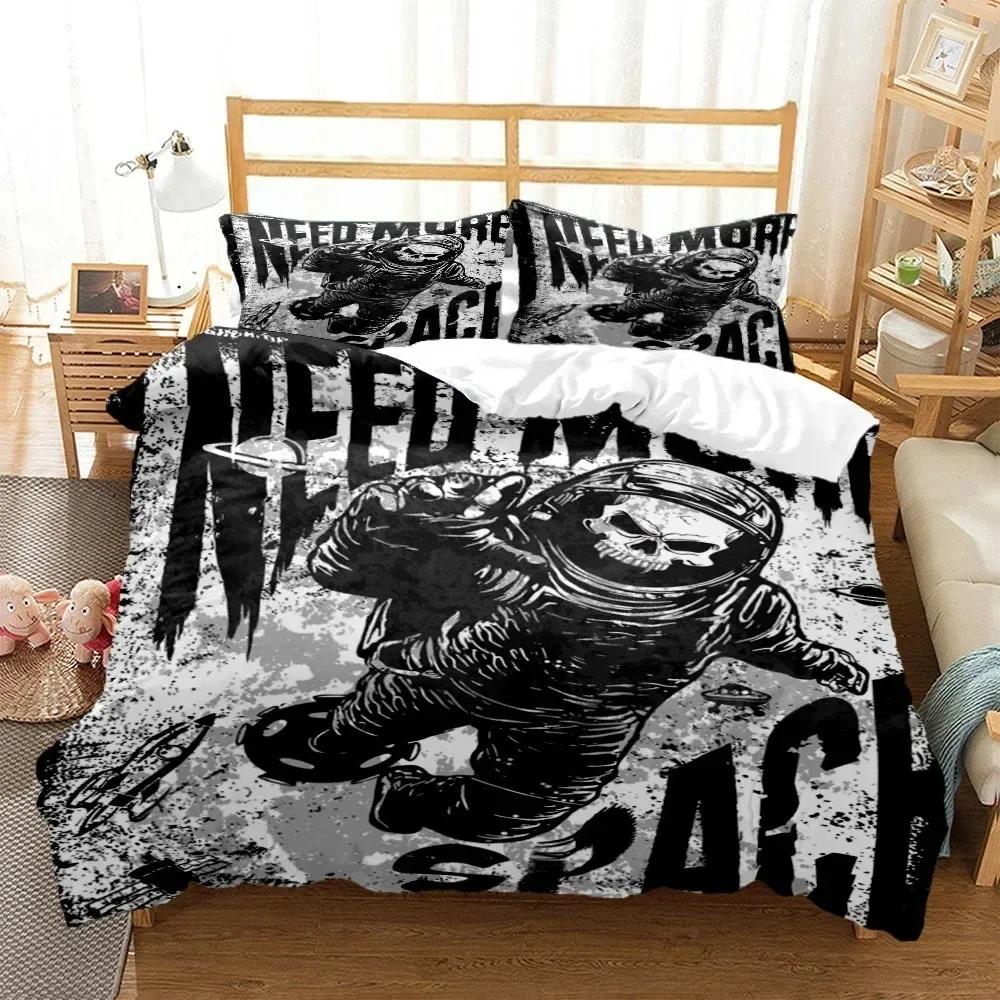 Mysterious Black Skeleton Digital Print Polyester Bedding Sets Child Kids Covers Boys Bed Linen Setfor Teens Bed Sheet Set
