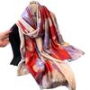 Spring and Summer Thin Printing Simulation Silk Brocade Sunscreen Contrasting Flower Silk Scarf Long Scarf Shawl Versatile Headscarf Scarf