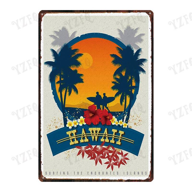 Aloha  Vintage Tin Sign Metal Plates For Wall Art Retro Home Living Room Decor Poster 30X20CM DU-4007A