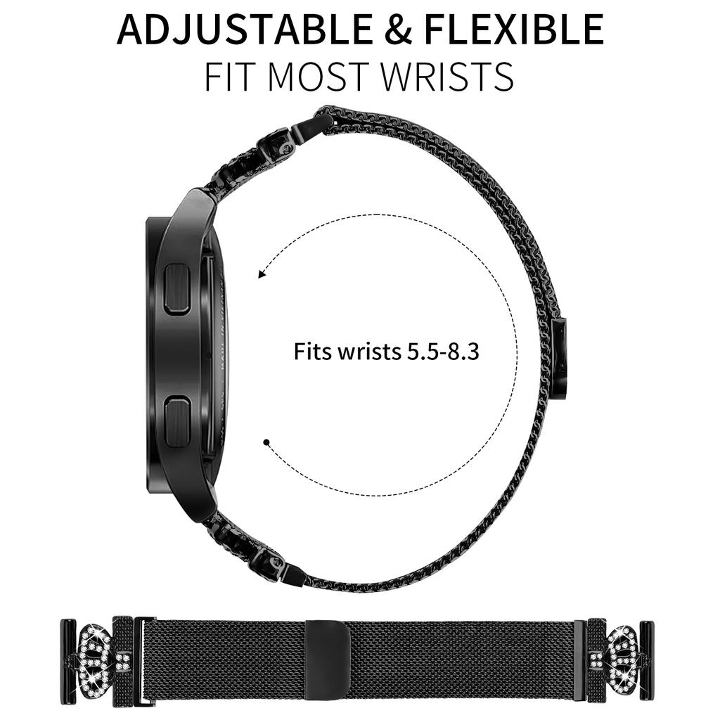 For Huami Amazfit GTS 4 Mini Milanese Mesh Band Magnetic Crown Clasp Stainless Steel Strap