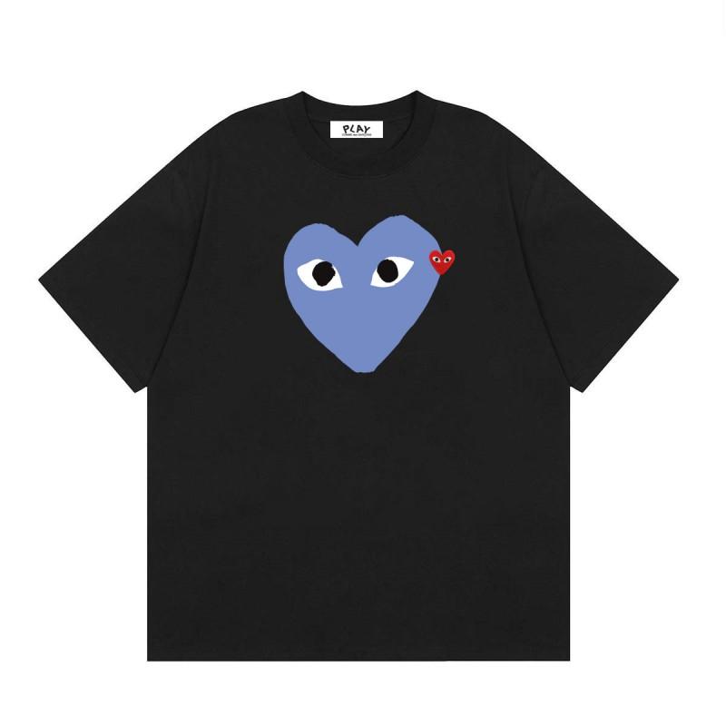 Cotton Short Sleeve T-Shirt With Heart Embroidery Couples Loose Fit Unisex Streetwear Tee