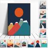 Abstract Animal Cat Landscape Wall Art Poster And Print Big Wave Canvas Painting Mountain Sun Picture For Living Room Home Decor No Frame