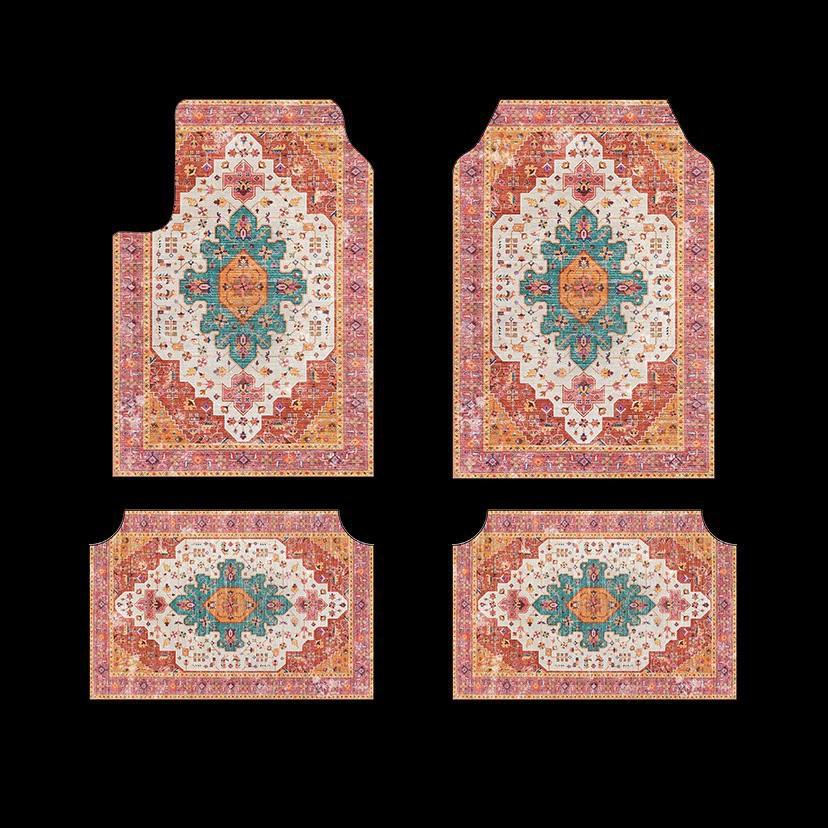 Vintage Persia Kilim Complete Car Foot Mat Machine Made Suede Anti-Skid PVC Bottom Wear Resistant Universal Car Interior Rug