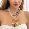 Винтажное этническое красочное бирюзовое ожерелье с подвеской в ​​виде больших звезд для женщин, многослойное ожерелье с искусственным жемчугом, ожерелье из бисера, ювелирные аксессуары
