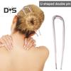U-Shaped Hair Fork Elegant Golden Silver-color Alloy Anti-slip Long Thick Hair Updo Bun French Hair Pin Stick Women Girls Hair Accessories