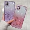 KADEM For Samsung Galaxy A42 5G/M42 5G Gradient Glitter Powder TPU Cover Rhinestone Decor Flower Pattern Anti-drop Protective Case