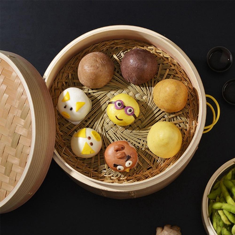 Anti-scald with Handle Fish Vegetables Buns Making Cooking Kitchen Tool Basket Bamboo Steamer Cage