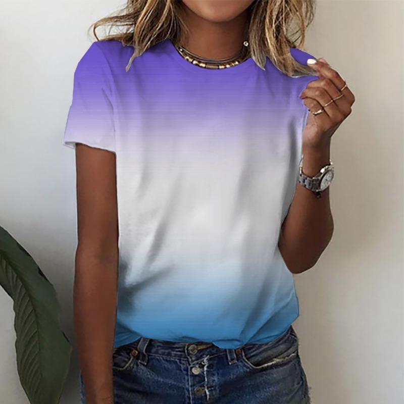 3D-принт Летние женские футболки с круглым вырезом Топы Модная одежда Рубашки с коротким рукавом Топы