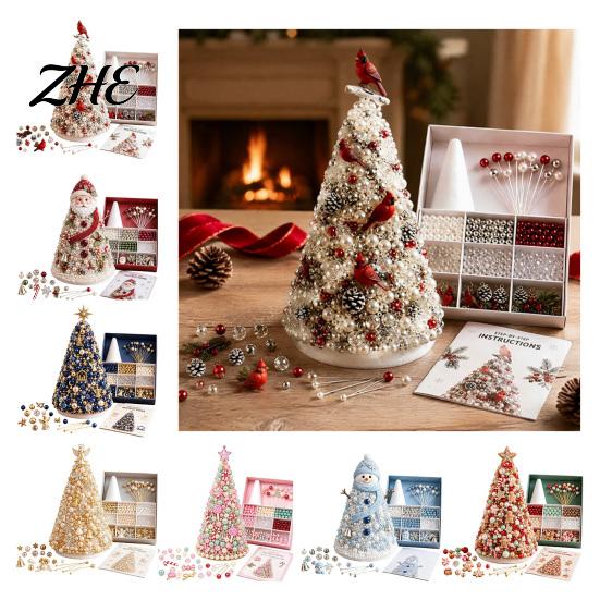 DIY Craft Supplies for Adults Beaded Tree Kit Adults, Christmas Bead Kit, Handmade Holiday Decoration 3D Ornament Tabletop Mantel Festive Ornaments