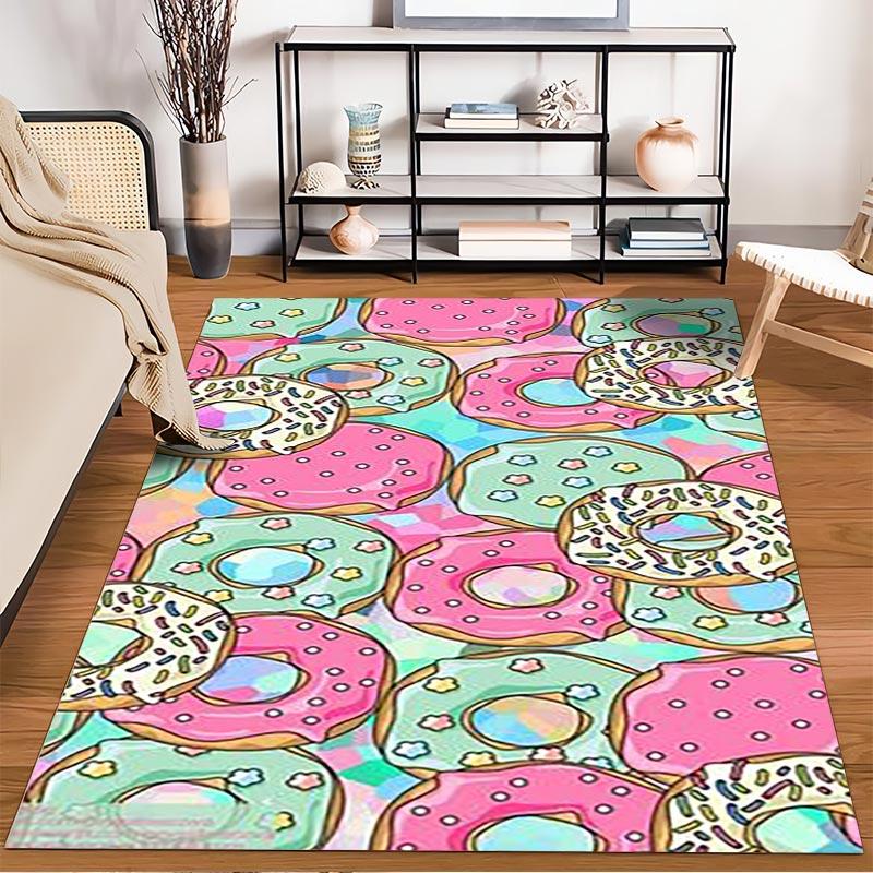 Colorful Donut Pattern Carpet for Living Room or Bedroom Decor Suitable for use as an anti-slip for living room bedroom sofas