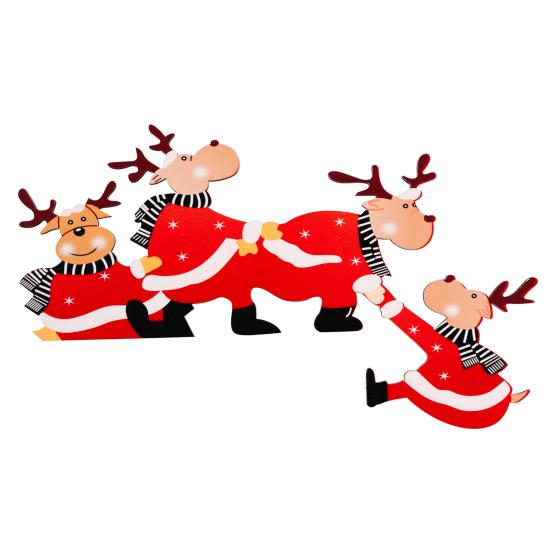 Christmas Door Topper Decoration Wood Santa Claus Reindeer Door Frame Corner Sign for Front Door Window Mantel Shelf Cabinet Home Indoor Decor