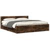 Bed Frame with Headboard Smoked Oak Finish 200x200 cm Wood Based Material