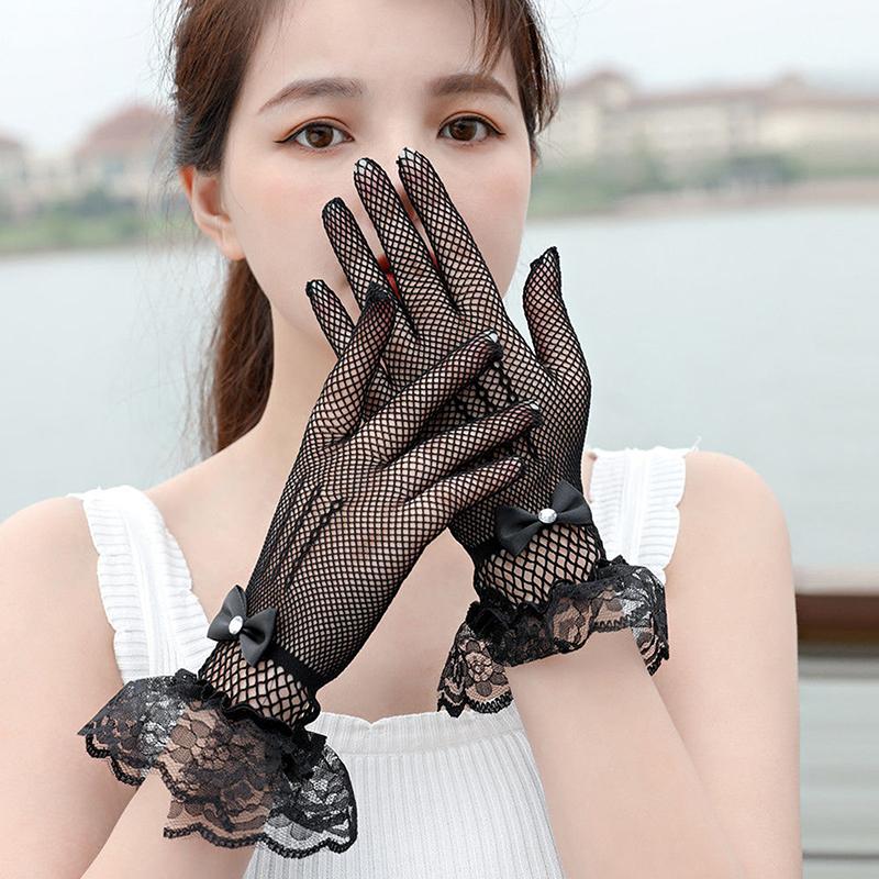 Женские церемониальные этикетные сетчатые тонкие варежки в стиле готического панка, сексуальные перчатки, черные, белые, мягкие, эластичные, для девочек, кружевные, ажурные перчатки в стиле Лолиты
