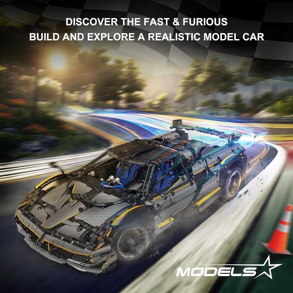 MOULD KING 13182 Высокотехнологичный автомобиль MOC 1:8-масштабная модель автомобиля, суперспортивный автомобиль, идеальная концепция автомобиля, технология гальванизации