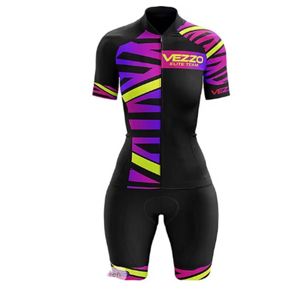 Summer Short-sleeved Men's and Women's Triathlon Onesie Color Pattern Cycling Suit Bicycle, Sportswear