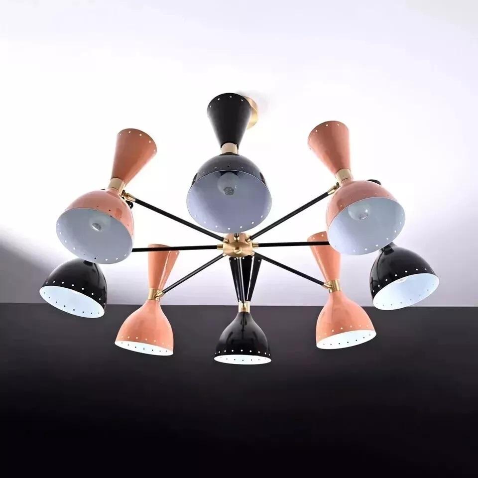 Элегантный итальянский подвесной светильник с 16 лампами, современный стиль Stilnovo, абажуры Diablo, люстра-спутник