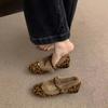 AJGS Women's Round Toe Square Heel Velvet Matte Shoes Women Comfortable Loafers Leather Mary Jane Shoes Leopard Print Heels