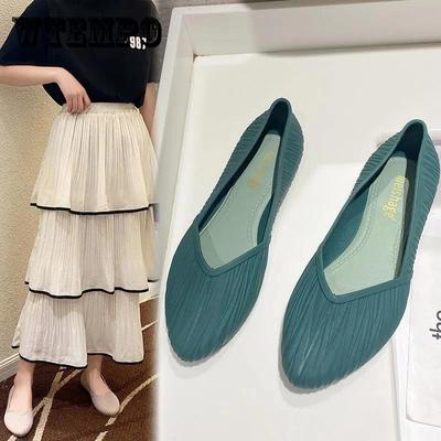 Женские туфли на плоской подошве с острым носком, однотонная весенне-летняя легкая удобная нескользящая повседневная обувь