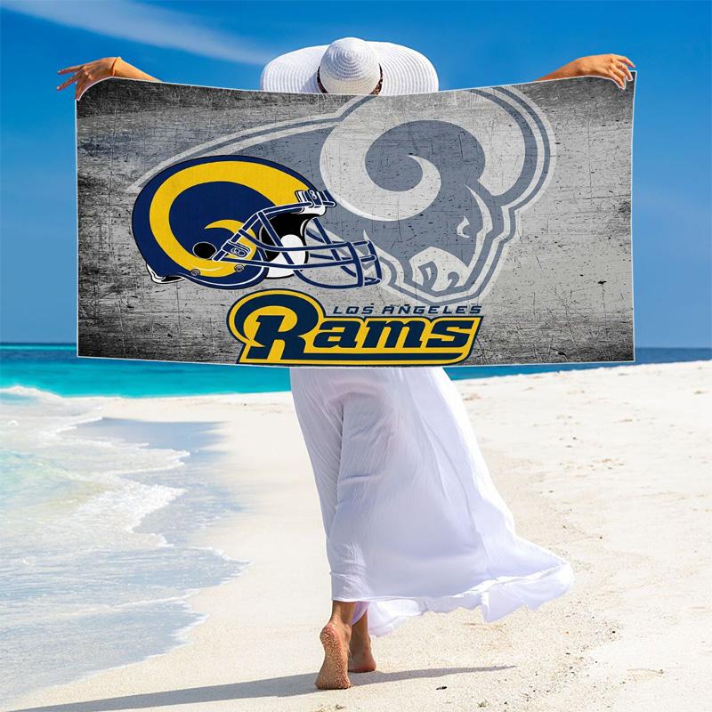 Пляжное полотенце с принтом логотипа Los Angeles Rams, Большое, Мягкое, Быстросохнущее, для Пляжа, Кемпинга, Плавания