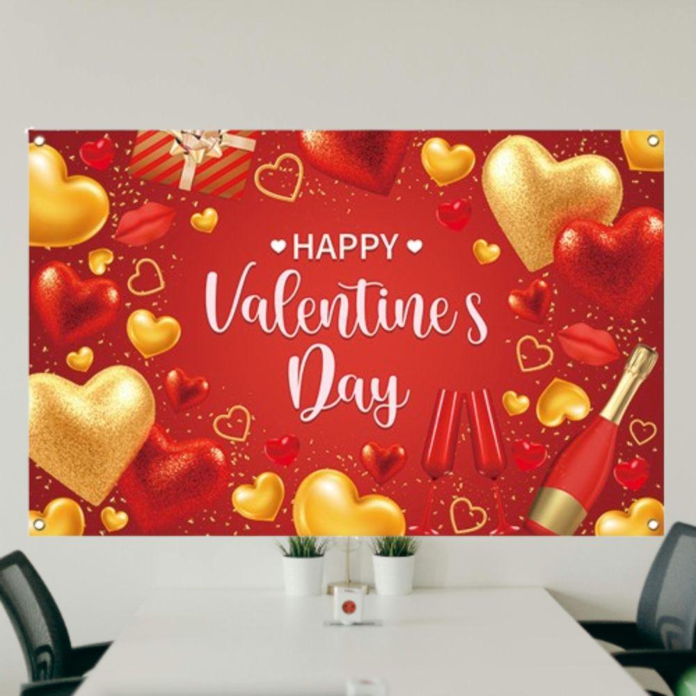 115cmx180cm Red Love Heart Background Celebrate Happy Valentine's Day Banner  Photo Booth