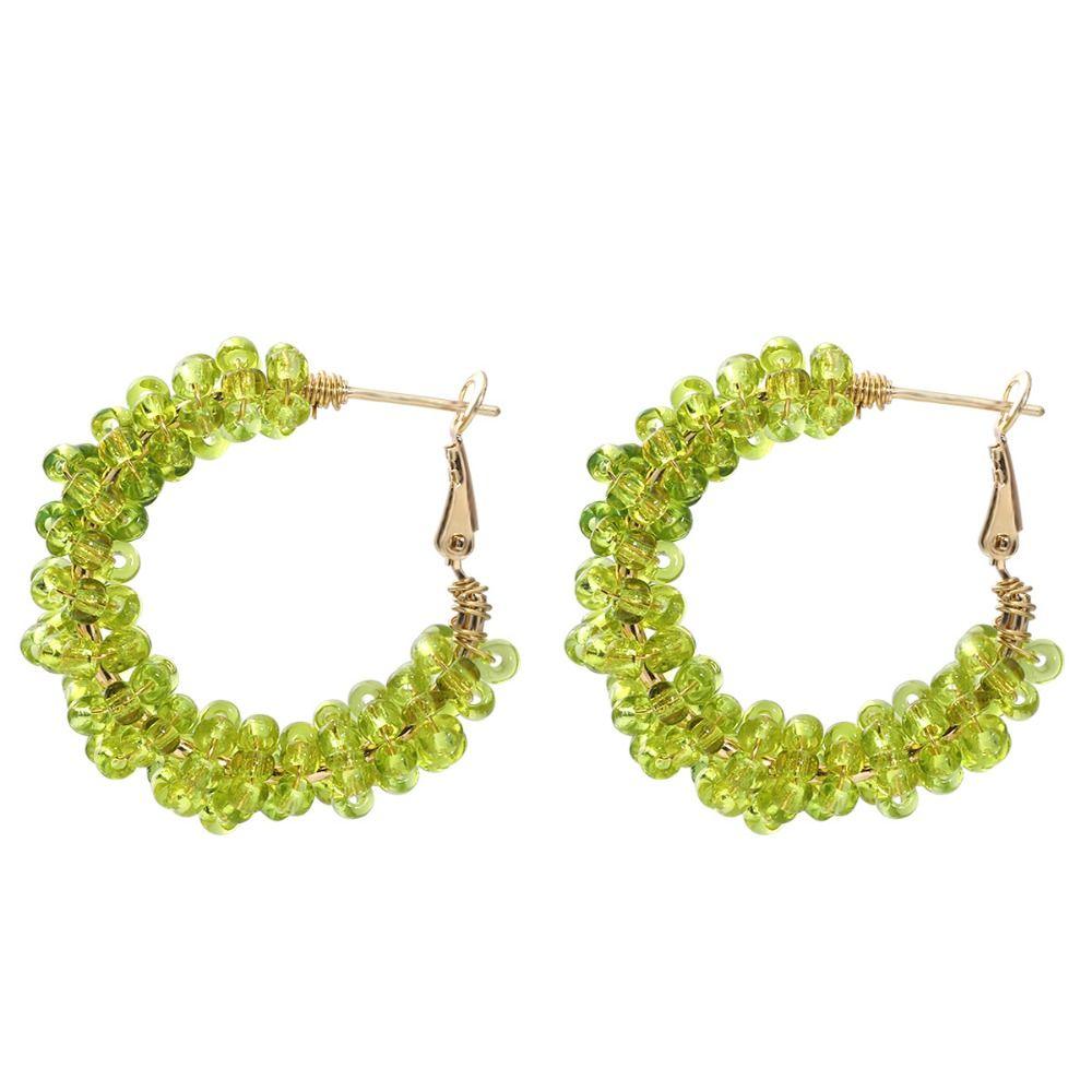 3 Pairs Bohemia Hoop Earrings Crystal Beads Gold Earrings Trend Jewelry Dangle Earrings Women