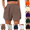 Fashionable Women's Elastic Waist Loose Wide Leg Solid Color Casual Sports Shorts