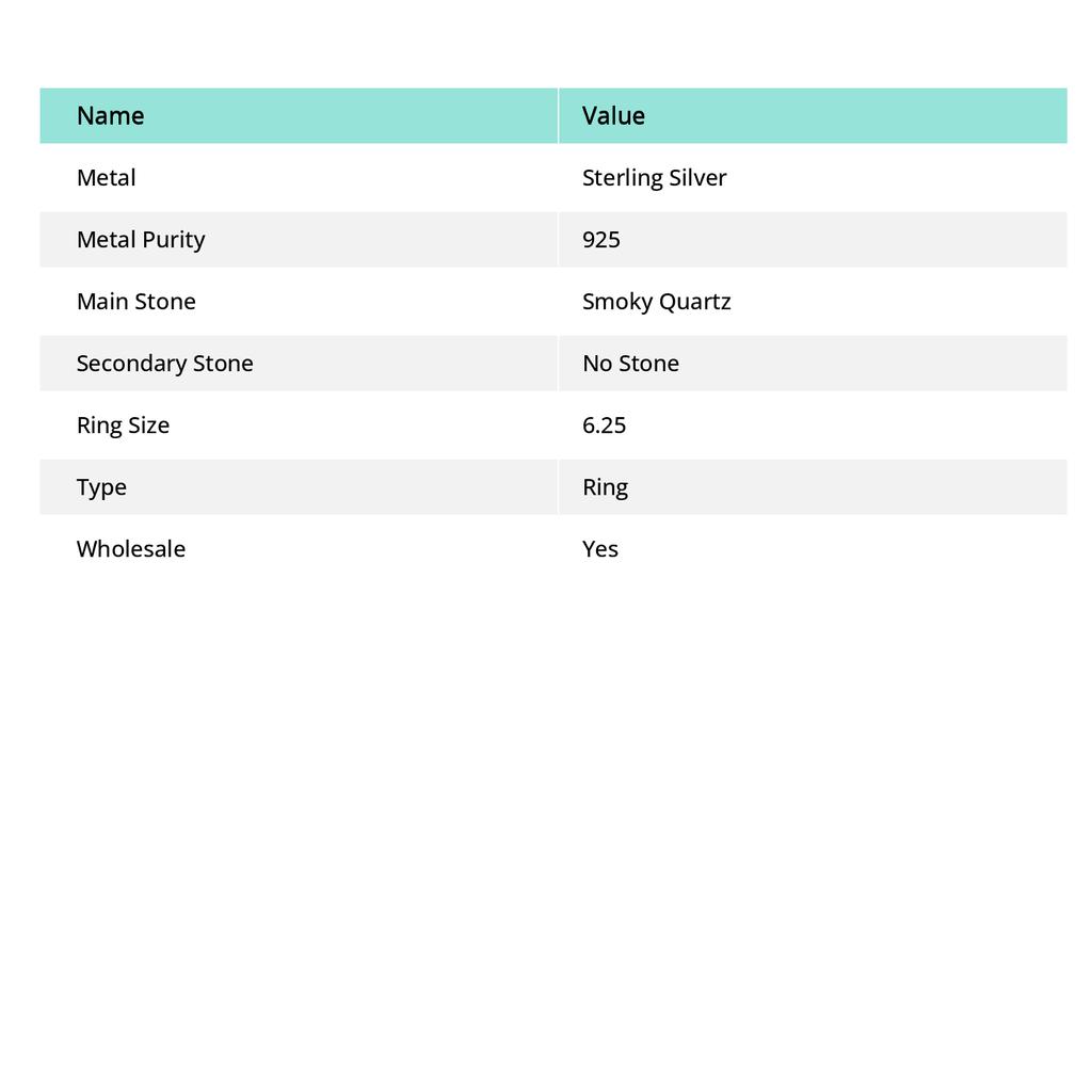 Кольцо из серебра 925 пробы с натуральным дымчатым кварцем, размер 6,25 J3b18
