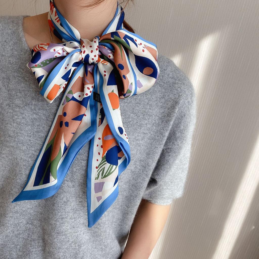 Весенне-летний атласный длинный шарф для женщин, солнцезащитная шаль, модный атласный длинный шарф для красоты, универсальный дорожный шарф