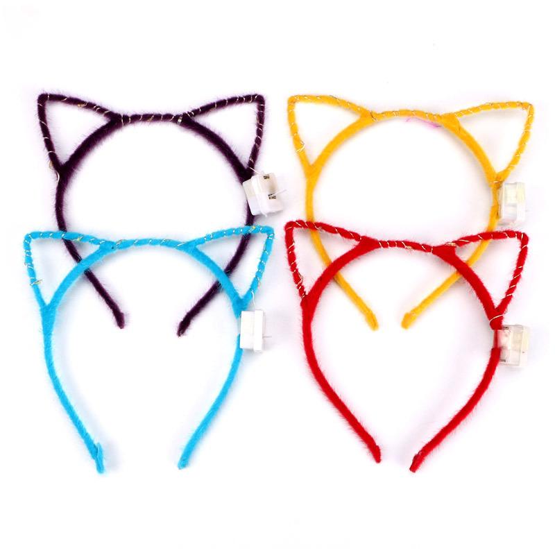 10pcs Luminous Headband Cat Bunny Ear Led Hairbands Flash Headband Light Up Hair Accessories Wedding Party Headdress