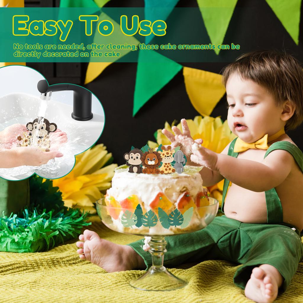 Топпер для торта Животные Сафари в джунглях Лев Жираф Обезьяна Слон для украшения торта на детский праздник, праздник, день рождения, милый подарок