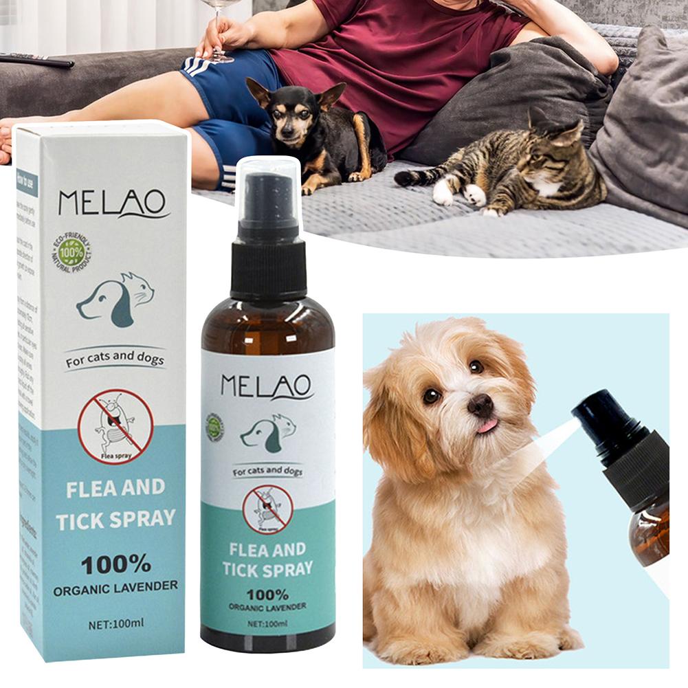 Спрей от блох и клещей с лавандовым маслом Уход за питомцами Средства от блох, клещей, комаров Товары для ухода за домашними животными