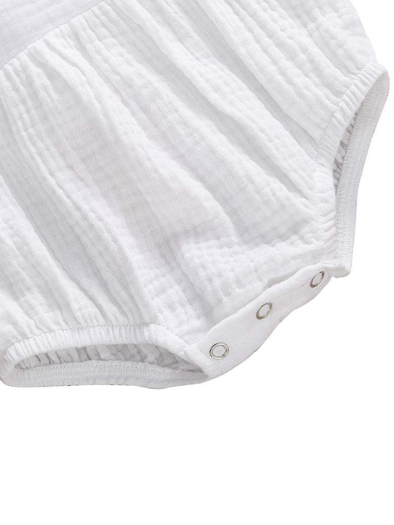 Newborn Baby Girls Ruffle Romper Embroidered Flower Jumpsuit Cotton Bodysuit Outfits Summer Clothes Sunsuit