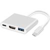 Adaptateur USB HUB HDMI Pour Macbook Pro GOOJODOQ Hub USB De Type C Vers HDMI 4K USB 3.0 Avec Alimentation USB-C Argent