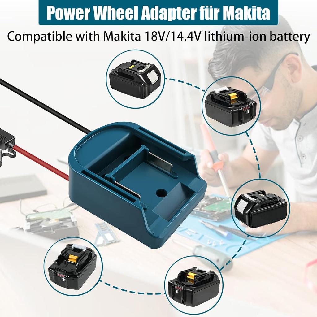 DIY Adapter for Makita 14.4V 18V Battery To Dock Power Plug Accessories Kit with Cables Output and Switch