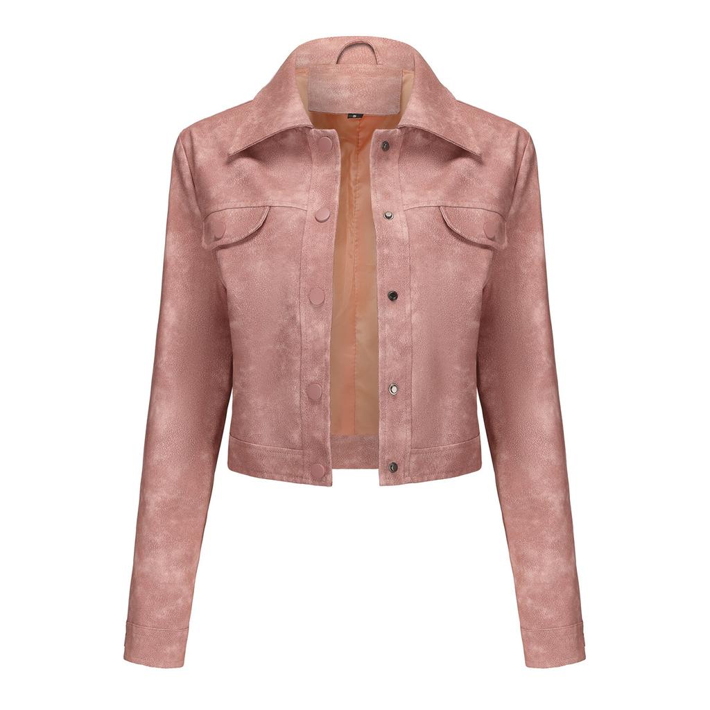 Spring and Autumn Women's New Thin Leather Jacket with Multiple Pockets Cardigan Casual Jacket Fashion Coat