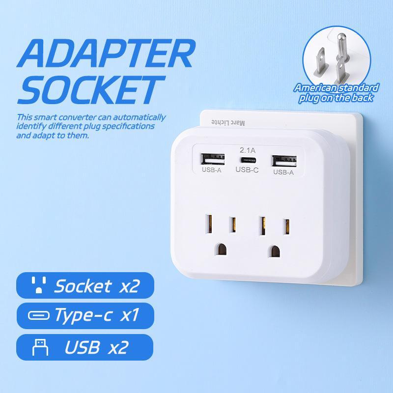 Розетка питания американского стандарта без удлинителя или порта USB Type-C, две спецификации, подходит для домашних офисов