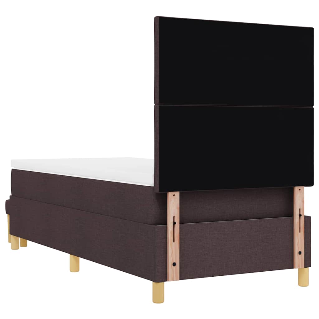 Box Spring Bed with Pillow Dark Brown 200 x 100 cm Fabric