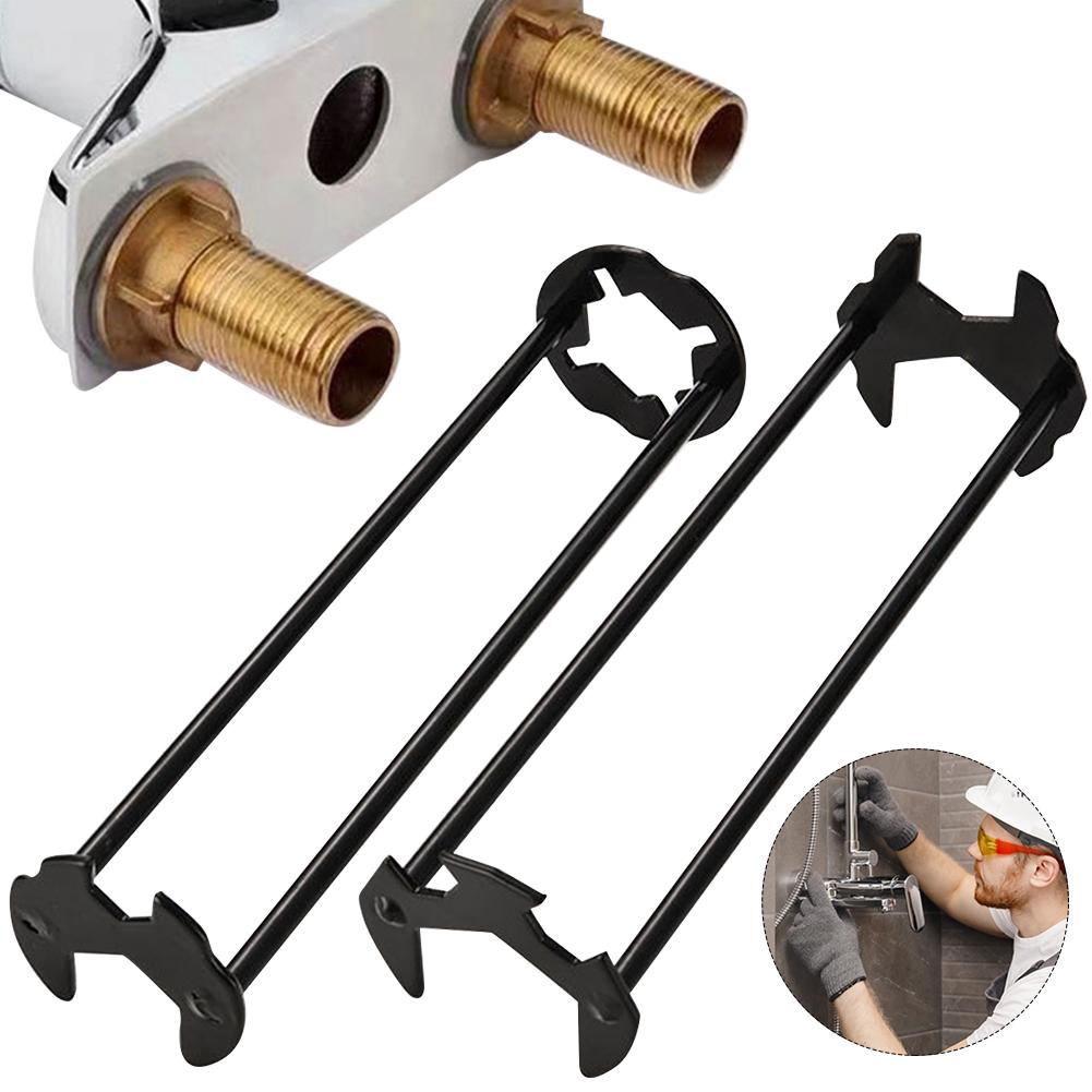 Multifunctional Sink Wrench Plumbing Repair Tool Four-Jaw Hex Under Sink Wrench Universal 7 Size Faucet Wrench for Bathroom Pipe