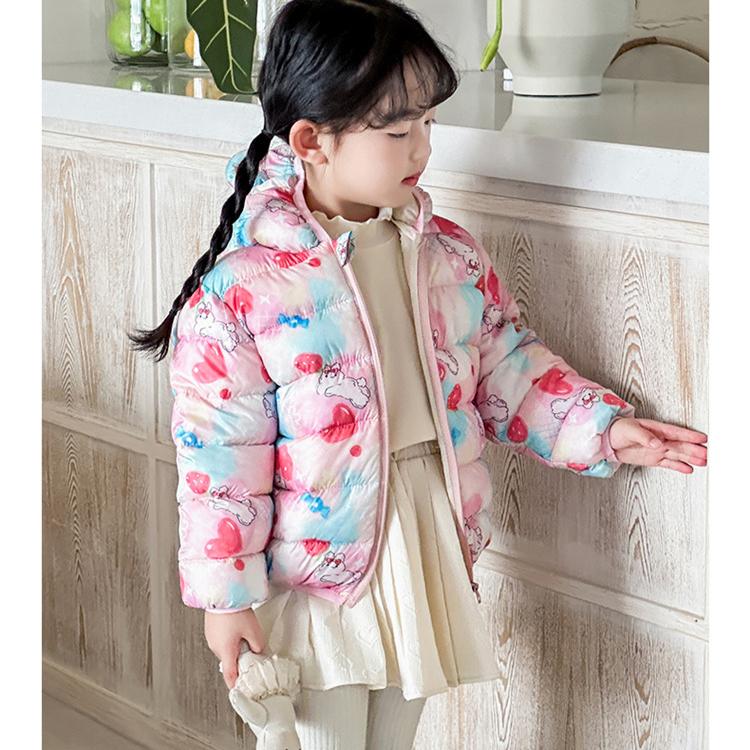 Осень милые пальто с цветочным принтом теплая детская одежда на хлопковой подкладке модный стиль синий зимний укороченный пуховик для маленькой девочки