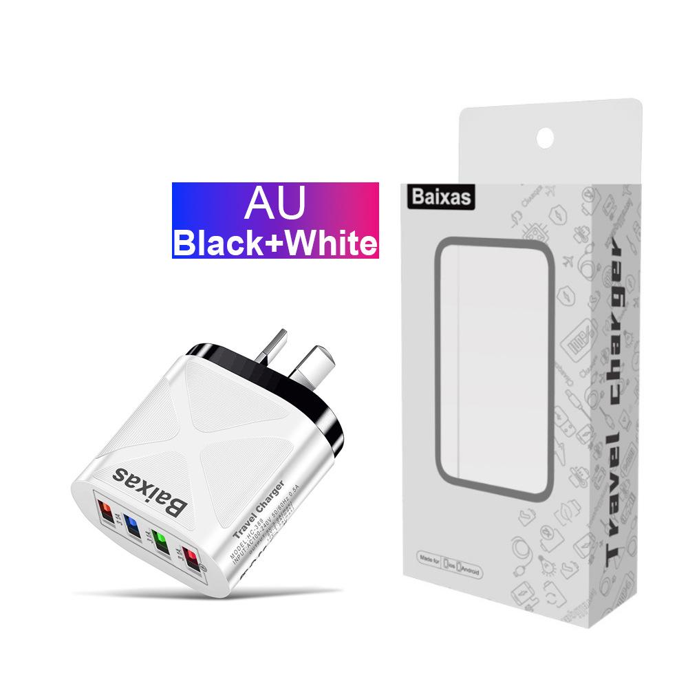 Многопортовое быстрое зарядное устройство 4 USB 5V/2.4A - Вилка AU/EU/UK/US