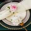 Red Rose Shape Handicraft Towel Buckle Napkin Ring Wedding Party Valentine's Day Hotel Table Decor Metal Gold Napkin Holder