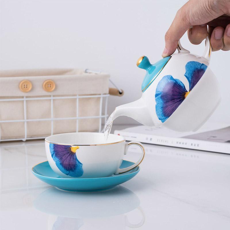 BORREY керамический цветочный чайник, чашка, блюдце, офисная чашка послеобеденного чая, кофейная чашка, блюдо для друзей, семейный подарок, набор чайников с желтой бабочкой