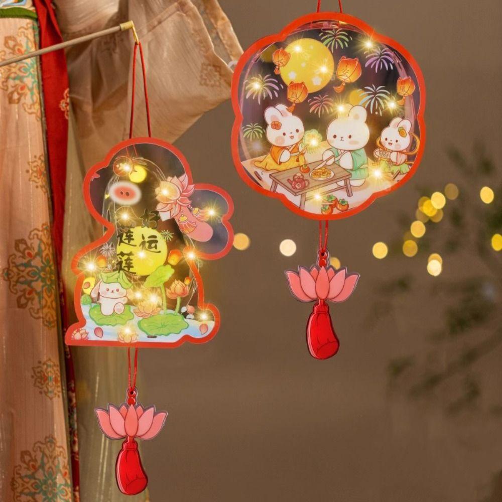 Glowing Mid-Autumn Festival Lantern DIY Handmade Light-Up Bunny Lantern  Party Decoration