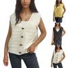 Women's Knitted Cardigan Vest V-neck Horn Button Casual Sweater